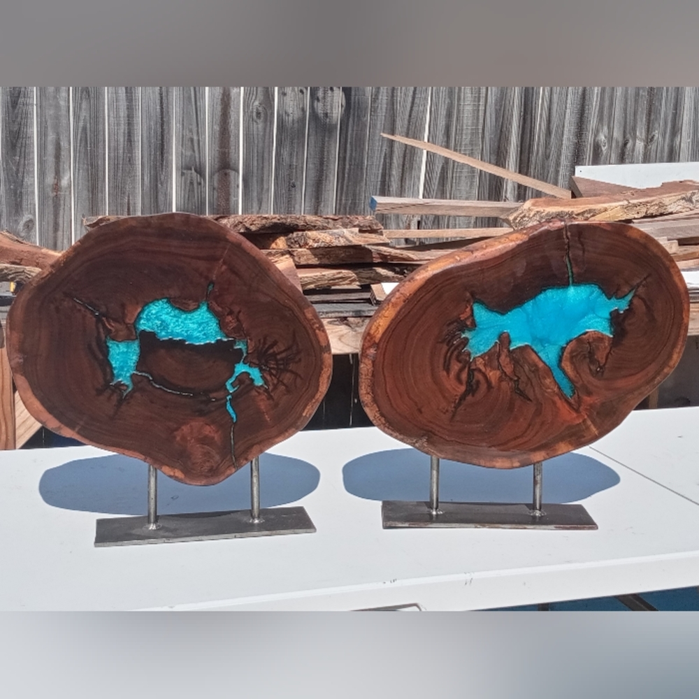 Wood and epoxy sculptures